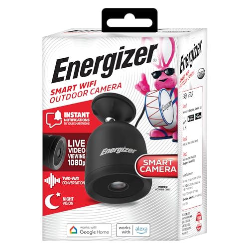 Energizer Smart Outdoor 1080P Security Camera with 2-Way Audio, Night Vision, Instant Alerts, Cloud Storage, Remote Access, Voice Control Compatible with Alexa & Google Assistant, Black - image 1