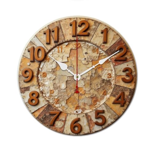 アンティーク風剥がれ壁掛け時計 掛け時計 北欧 壁掛 木製 10in/12in 軽量 部屋飾り 人気 ギフト静音 非電波 読みやすい リビングルーム 寝室 オフィス 30*30cm