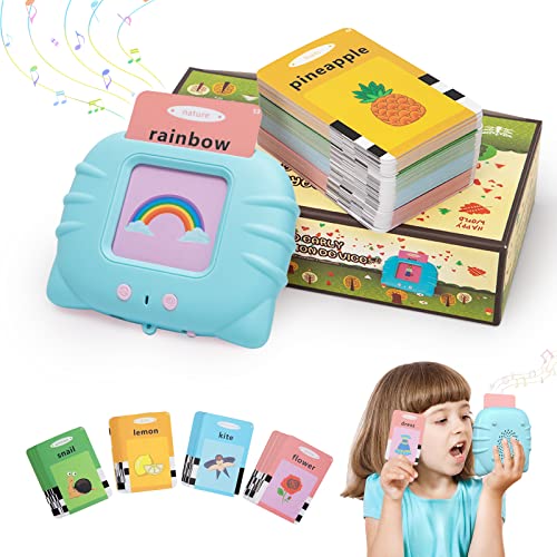 Educational Toys for 2 3 4 5 Years Old Toddler Speech Therapy Toys Autism Toys, Boys 224 Words Talking Baby Flash Cards Preschool Learning Toys Kids Interactive Gifts for Boys Girls Ages 2-6 (Blue)