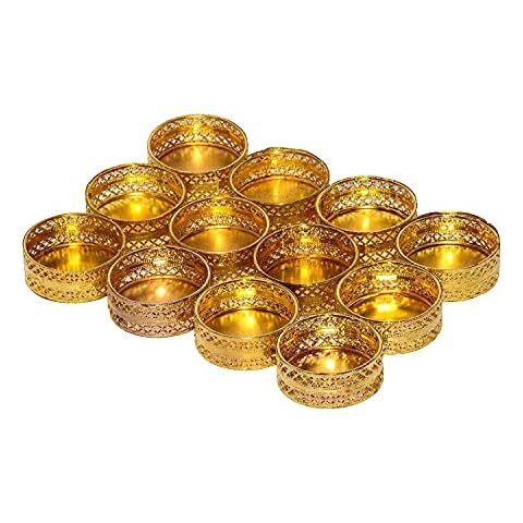 Gadinfashion Set of 12 Golden Small Tea Light Holder for Diwali Decoration,Home Decoration Cover