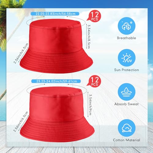 Image of 36 /24 /12 Pcs Bucket Hats for Men Women Bulk Cotton Fishing Cap UV Protection Beach Foldable Solid Color Sun Cap