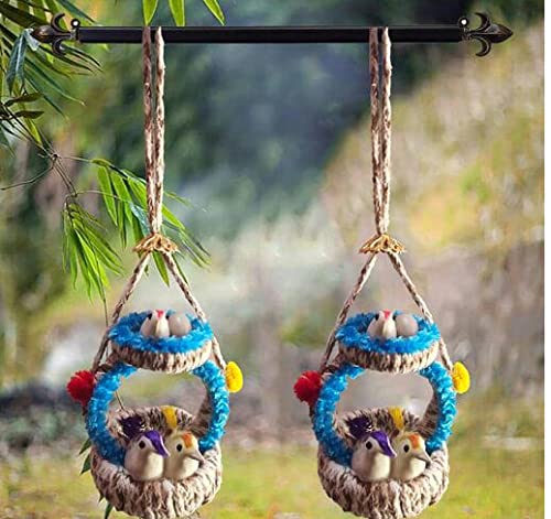 Dog Trust Set of 02 Birds Artificial Nest Mini Birds Home Bird House (Hanging)