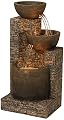 Mason Rustic Outdoor Floor Water Fountain 35" High with LED Light Cascading Three Bowls for Garden Patio Backyard Deck Home Lawn Porch House Relaxation Exterior Balcony Office - John Timberland