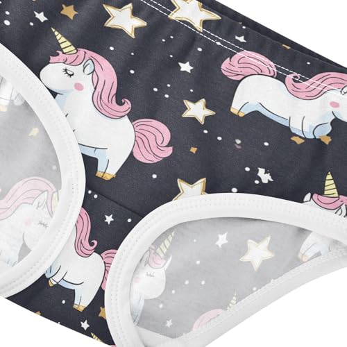 Wusikd Cute Unicorn Girls' Underwear Cotton Star Black Girls Briefs Soft Toddler Underwear 2T4
