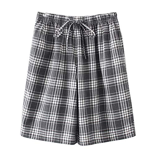 Lu's Chic Men's Plaid Pajama Bottom Cotton Boxers Soft Lounge Shorts Pj Sleep Relaxed Fit Print