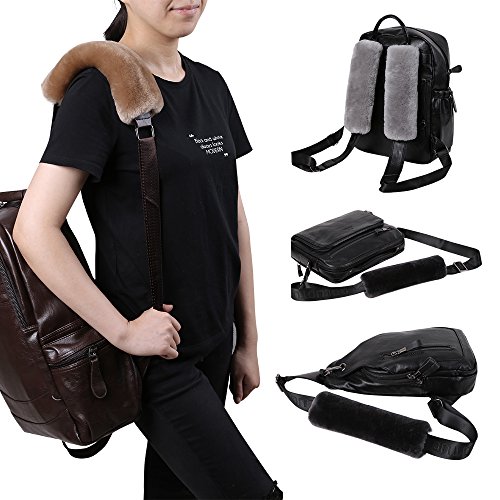 Image of OGLAND 2 Pack Sheepskin Car Seat Belt Cover Pads | Wool Seatbelt Cushions