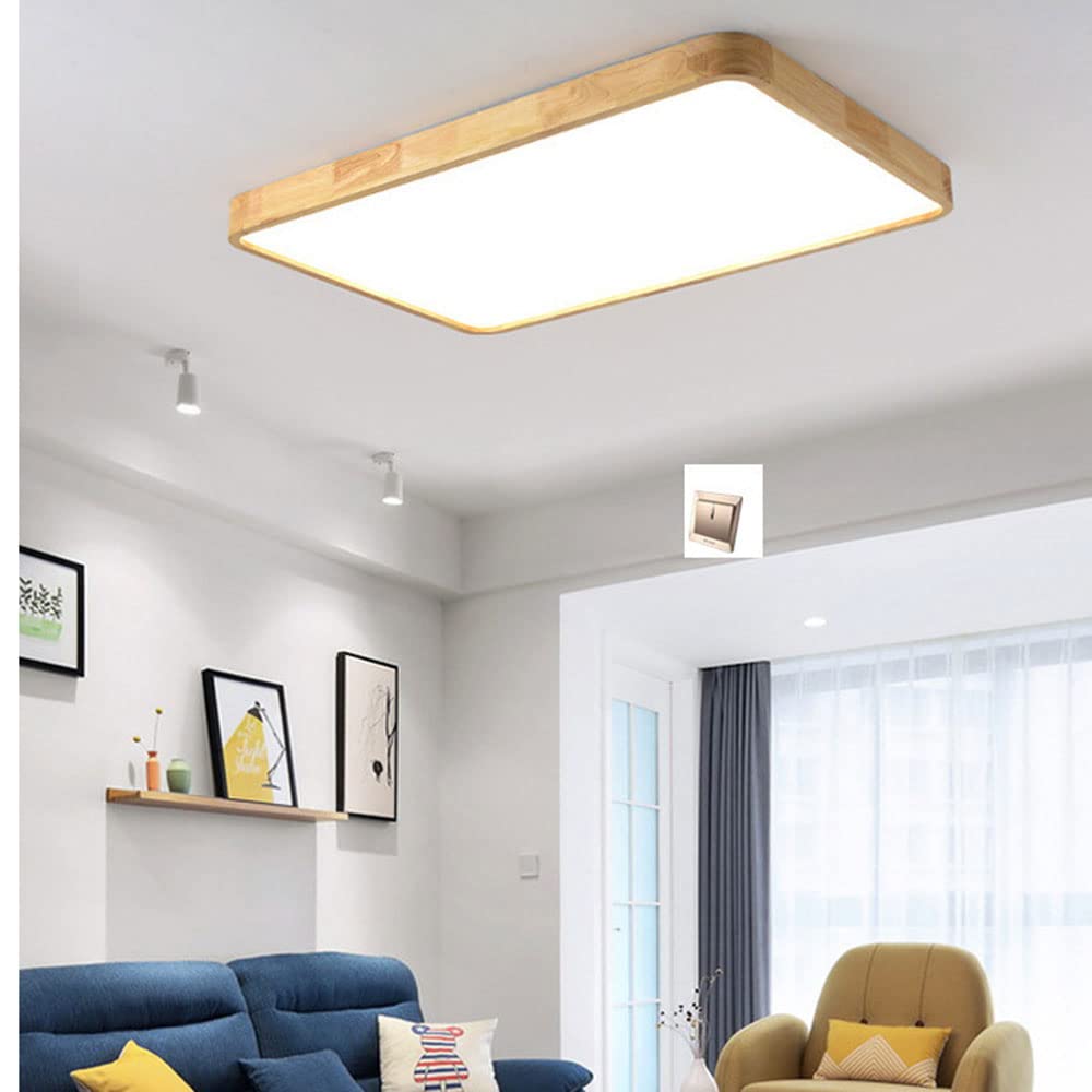 Nowoczesna lampa sufitowa LED, lekka, drewniana lampa trójkolorowa, bardzo cienka 2,3 cala, dekoracyjne oświetlenie sufitowe, wbudowana instalacja do salonu, sypialni,
