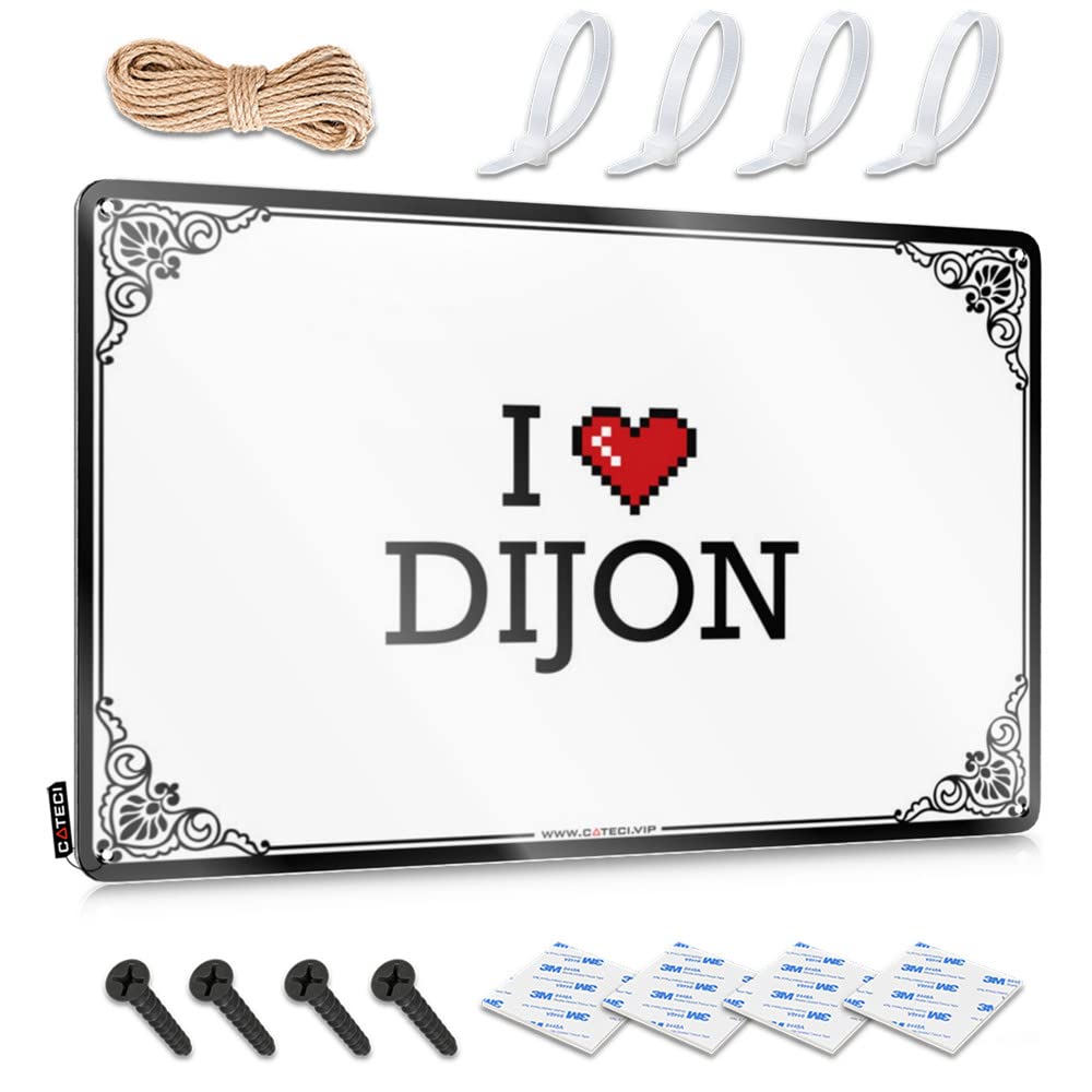 Dorm Room Stuff, Plaque Funny Sweet Wall Decor, Aesthetic Rustic Metal Tin Sign For Man Cave | Rooms Holiday Gift Custom I Love Dijon(30X40CM)