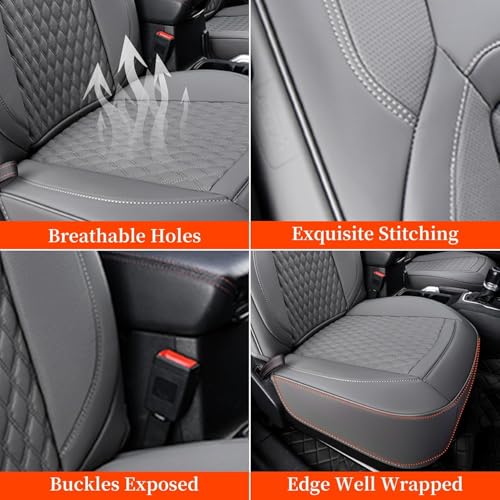 Image of Coverado Seat Covers for 2018-2026 Jeep Wrangler, Waterproof Gray Seat Covers Full Set, Vehicle Leather Seat Protector Cushion for Unlimited Sahara Rubicon Willys Jeep Wrangler JL Seat Covers 4 Door