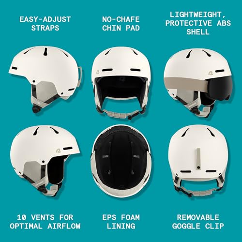Image of Comstock Kids Ski & Snowboard Helmet with ABS Shell, EPS Impact Protection & 10 Cooling Vents - Adjustable Winter Sports Gear, Goggle Clip
