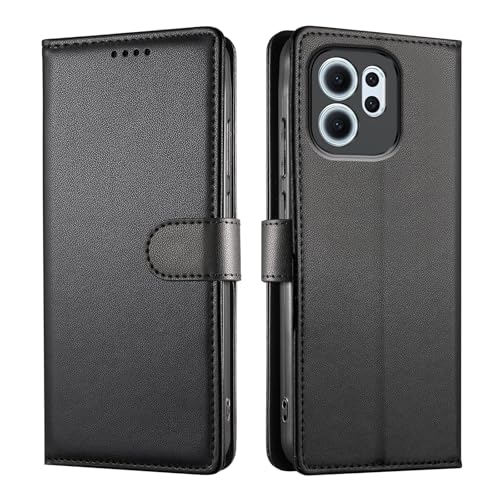 JUNETOP Funda para OPPO Reno 14F 14 F (5G/4G) / OPPO Reno 14 FS (5G/4G), Carcasa Libro con Tapa Piel Cuero PU de Calidad [Protección RFID] - Negro