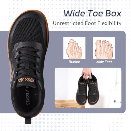 Image of Men's Wide Toe Box Zero Drop Barefoot Shoes | Lightweight Breathable Minimalist Flat Shoes with Non-Slip Sole for Gym, Commute and Daily Walking