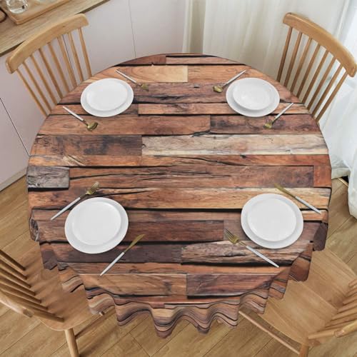 BREAUX Paneles de madera para pared y suelo con textura impresa, mantel redondo de encaje, a prueba de salpicaduras, cocina y fiesta, 60 pulgadas