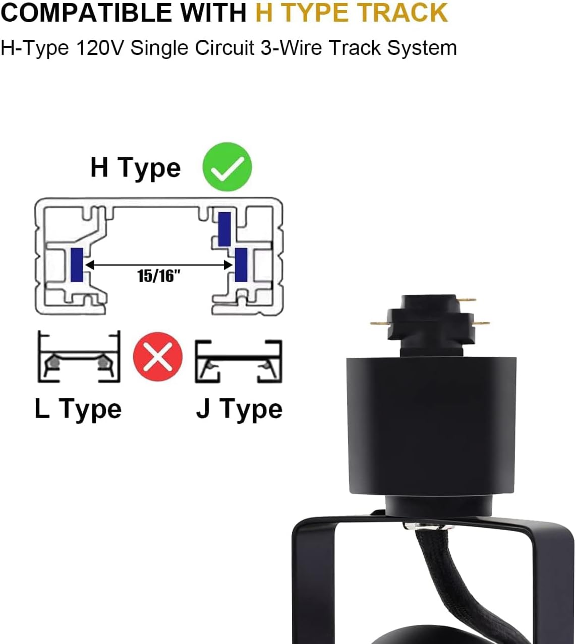 Track Lighting Heads, 10W 4000K Cool White Dimmable Bright LED Track Lighting Fixtures for Accent Retail Kitchen Artwork,120V Linear Track Light H Type-CRI90+ 24° White - 16 Pack (Black)