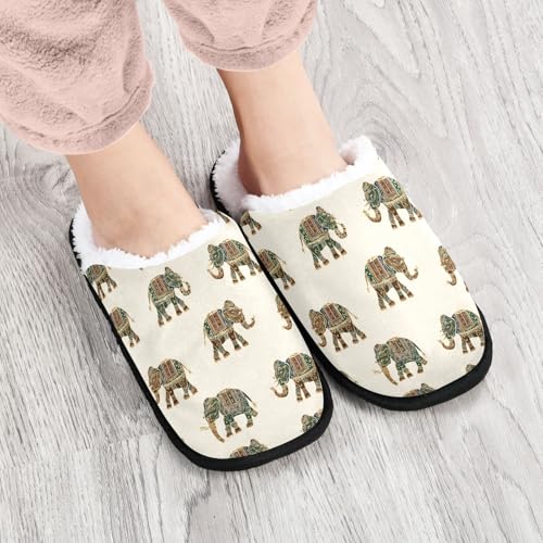 Mandala Elephant Cartoon Yellow Slippers For Women Men Soft Memory Foam Non-Slip Animal Winter Indoor House Shoes Travel Slipper4