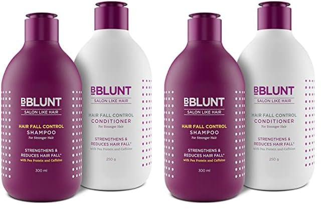 BBLUNT Hair Fall Control Shampoo & Conditioner Combo with Pea Protein & Caffeine for Stronger Hair - (300 ml + 250ml) (Pack of 2)