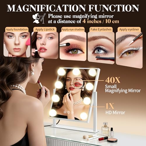 Espejo de Maquillaje Cuadrado con Luz y Control Táctil miniatura 4
