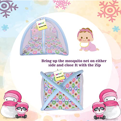 Image of Kwitchy Baby Bedding Set New Born Baby Bed | Mattress | Mosquito Net | Play Gym | Playmats | Cotton | Infants | Gift Combo | Bed with Hanging Toys (0-6 Months) Blue (2PCS Set)
