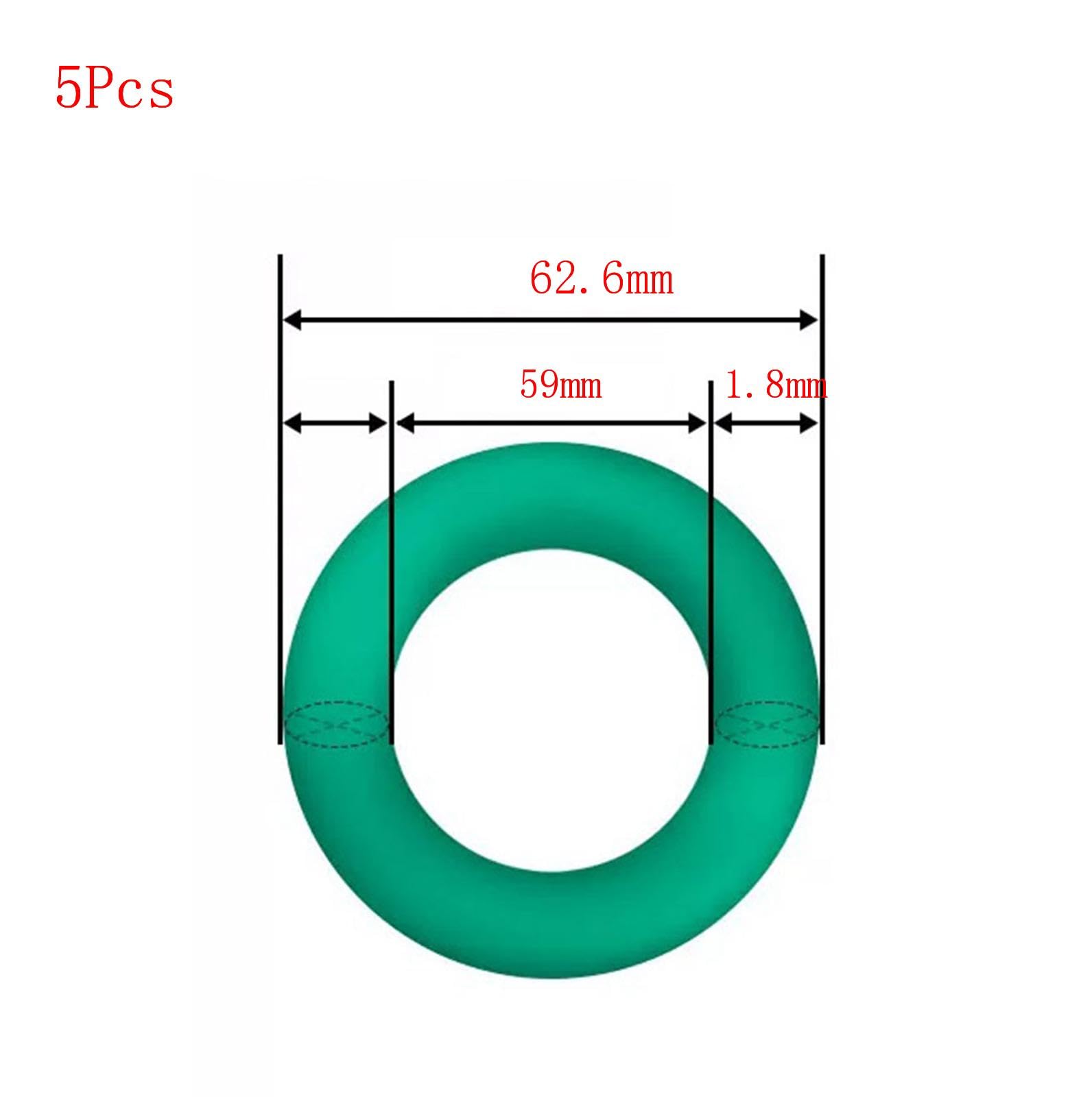 O-ring, O-ring in gomma, O-ring in gomma al fluoro da 5 pezzi, diametro esterno 58,1 mm, diametro interno 54,5 mm, larghezza 1,8 mm, guarnizione di tenuta for impianti idraulici di macchinari, verde(5