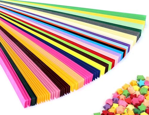 Lhbwhiz 540 Streifen Origami Sterne Papierstreifen Package,Kunsthandwerk Sterne Papier,faltpapier zum basteln,geeignet für Bastelarbeiten in der Schule(27 Farben)
