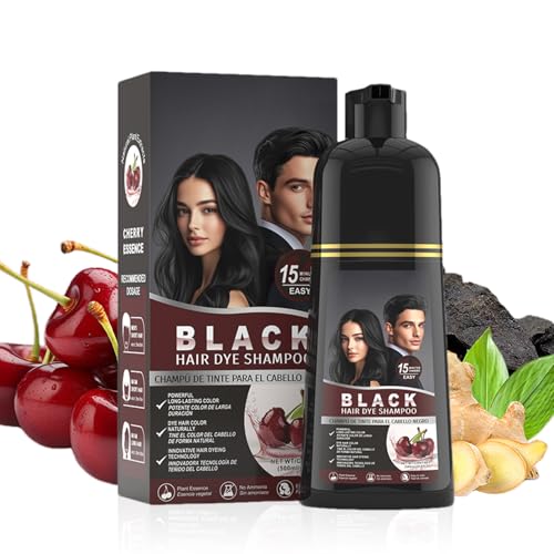 Champú de tinte de cabello negro rápido, champú de color de cobertura gris instantánea de 500 ml, fórmula de tinte de cabello negro, hidratación, color duradero, perfumado para el hogar o el salón dia
