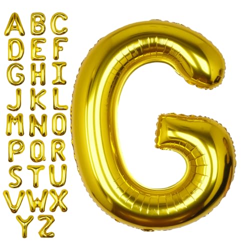 Image of 40 Inch Gold Letter G Balloon Big Foil Helium Letter Balloons A-Z | Giant Large Mylar Party Balloon for Birthday Party Decorations