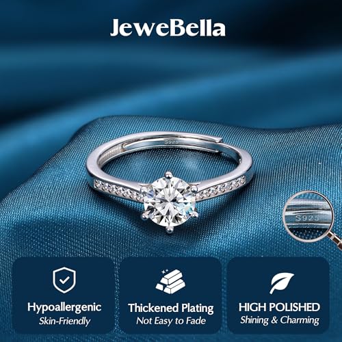 JeweBella Adjustable 925 Sterling Silver Rings for Women 18K Gold Plated Eternity Promise Engagement Ring Wedding Rings Cubic Zirconia Thumb Ring Womens Anniversary Jewellery Gifts with Box - Image 6