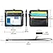 Badge Holder with Zip, Wisdompro 2-Sided PU Leather ID Badge Holder with 1 ID Window, 4 Card Slots, 1 Side Zipper Pocket and 1 Piece 20 Inch Leather Neck Lanyard Strap - Black (Horizontal)
