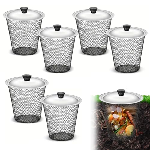 Garten unterirdisch Wurmkomposter mit Deckel, 6 Stück Wurm Beet-Box Komposter Gartenabfall-System, Schnellkomposter Komposteimer für den Außenbereich, für Garten, Hof