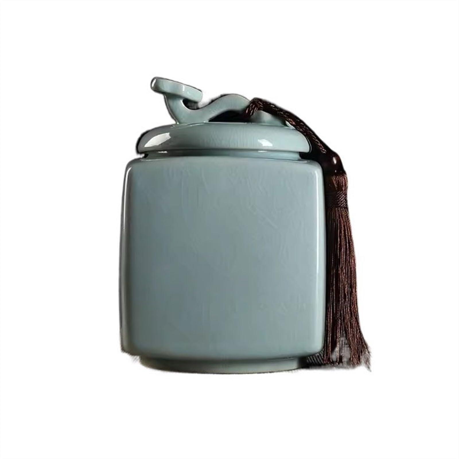 Hhaoran-9868 Ceramic Tea Canister Chinese Retro Ru Kiln Tea Canister Ceramic Sealed Storage Jar Upscale Decorative Porcelain Food Canisters for Kitchen