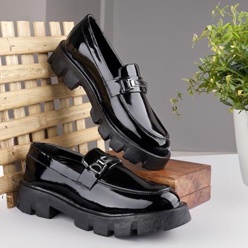Image of WUGATTI Men's Patent Leather Comfortable & Office Wear Slip-On Loafers