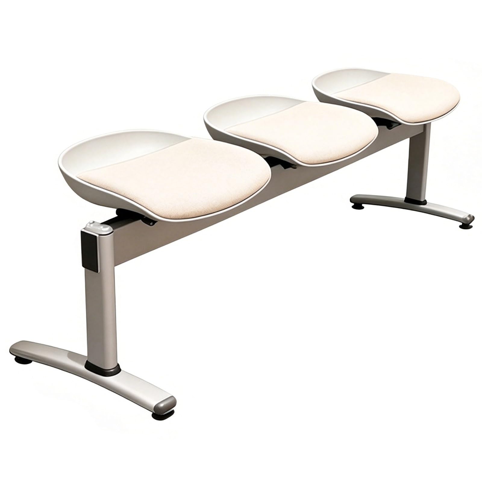 3 Osobowe Krzesło do Poczekalni z Poduszką, Metalowa Rama, Plastikowe Krzesło Recepcyjne do Biura i na Lotnisko, Udźwig 500kg, 150x52x48cm(White)