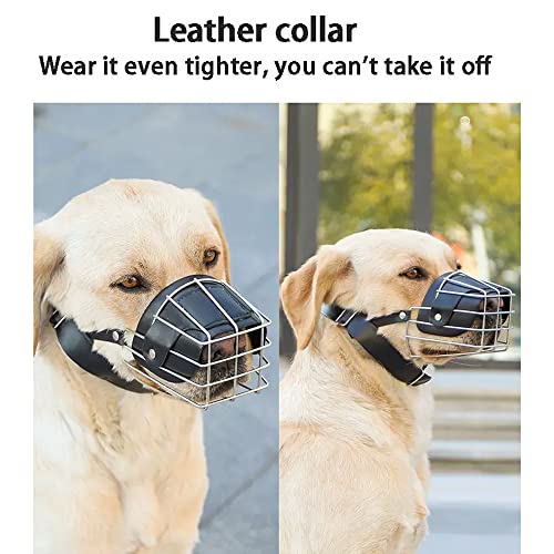 VVPONMEIQS Metall Maulkorb für Hunde, Schwarz, Edelstahl, XL (25-40 kg)