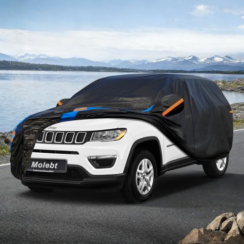 Image of Custom Fit SUV Car Cover for Jeep Compass (2007-2026) & Liberty (2002-2012), Upgraded Waterproof All Weather Outdoor Auto Cover with Driver Door Zipper & Mirror Pockets, UV /Snow /Dust Protection