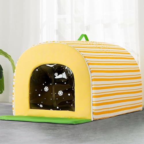 ペットエアコンルーム 犬 ペットハウス 猫 冷房 夏 ドッグハウス 四季用 熱中症 猛暑対策 屋内 屋外用 中小型犬用 多機能 折り畳み 組立簡単 冷感 ペットベッド 保冷 冷暖房 猛暑対策 繰り返し利用可能 (オレンジ + アイスボックス,M:40*35