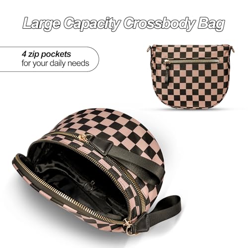 Image of Checkered Crossbody Bag, Bum Bags for Women Crossbody,Spacious Sling Bag Purse Fanny Packs with Shoulder Strap