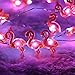 ER CHEN Newest 40 LED Flamingo,10Ft Long Indoor&Outdoor Waterproof Battery Operated Silver Wire String Lights with Remote&Timer