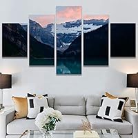 SIGNWIN 5 Panel Canvas Wall Art Coastal Multicolor Photography Relax/Calm Romantics Sunset for Home Decorations Ready to Hang - 60