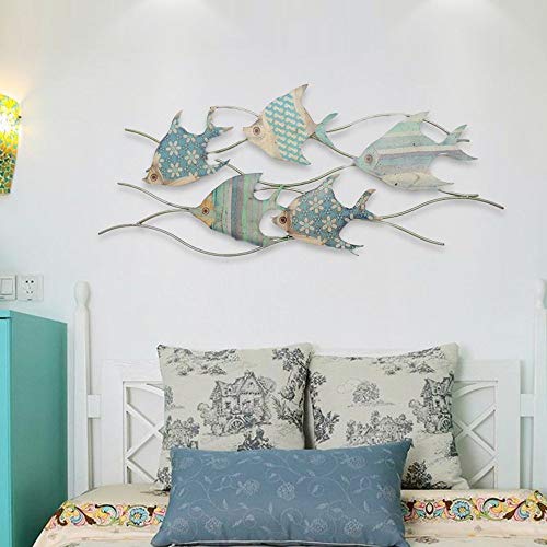 Décoration de mur de pièce sur le thème marin, ornements poisson en fer pour bar vintage