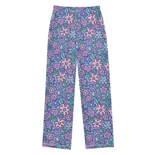 Pajama Pants Cartoon Flowers PJ Bottoms Sleepwear Lounge Sleep Pant with Pockets