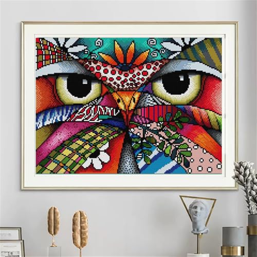 Image of JOYSEWING Cross Stitch Kits Classic Series Stamped Embroidery Starter Sets for Beginners Modern Style DIY Home Decoration 11CT 3 Strands - Printed (Eagle（11CT) 19.69x14.96 inches