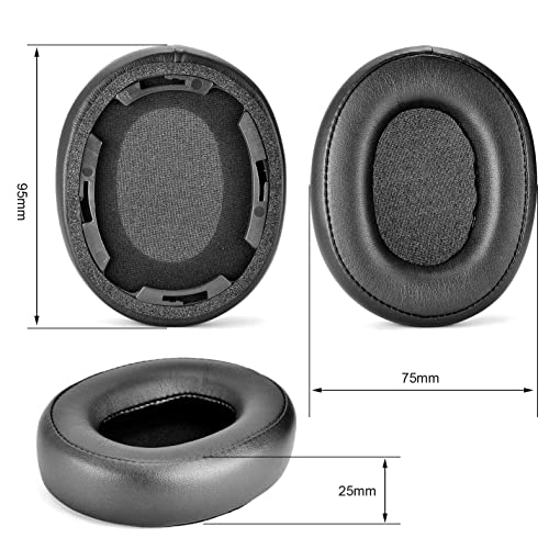 Almohadillas de repuesto SR50BT para auriculares, cubiertas de cuero proteico con espuma, compatibles con Audio-Technica ATH-SR50BT (Negro con hebilla) miniatura 3