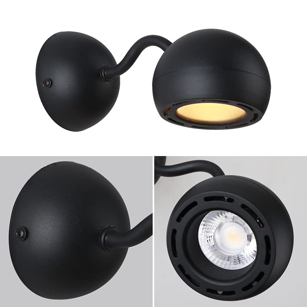 Lampa ścienna, lampa ścienna, czarna dioda LED, regulowany pojedynczy reflektor ścienny, obrotowe reflektory ścienne do czytania książek w łóżku, lampka nocna