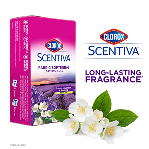 Clorox Scentiva Fabric Softening Dryer Sheets | Fabric Sheets in Tuscan Lavender & Jasmine | 40 Count Dryer Sheets That Reduce Wrinkles and Reduce Static Cling (Pack of 2) - image 2