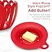 Ecolution Patented Micro-Pop Microwave Popcorn Popper with Temperature Safe Glass, 3-in-1 Lid Measures Kernels and Melts Butter, Made Without BPA, Dishwasher Safe, 3-Quart, Red