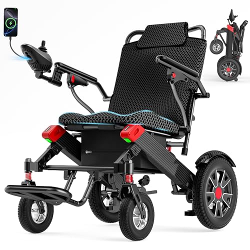 Image of Electric Wheelchair for Adults, 12Miles Travel Range Heavy Duty Motorized Wheelchair for Seniors, Max Support 350lbs, All Terrain Power Wheelchairs for Home & Outdoor, Airline Approval