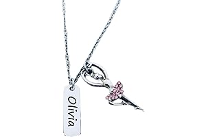 Personalized Pink CZ Ballerina Necklace for Girls