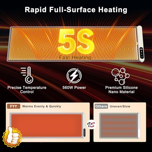 Image of FYY Extra Long Warming Mat for Food - Rapid and Full Surface Heating, 6 Temp Settings, 6H Timer, Rollable Portable Food Warming Mat for Gatherings, Parties, Keep Meal Warm (XXX Large Size, Gray)