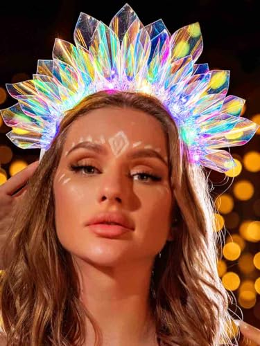 Evlry Diadema LED con corona luminosa, para festival, tocado brillante, carnaval, fiesta, accesorios para el pelo para mujer