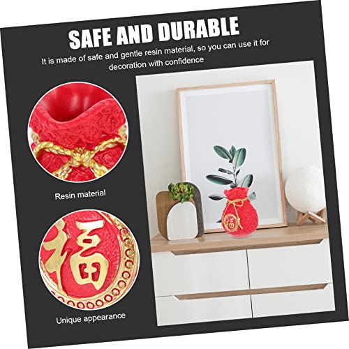 Milisten Red Money Bag Ornament Creative Resin Decor Money Jar for Boys and Girls Desktop Craft Decor Scene Ornament4